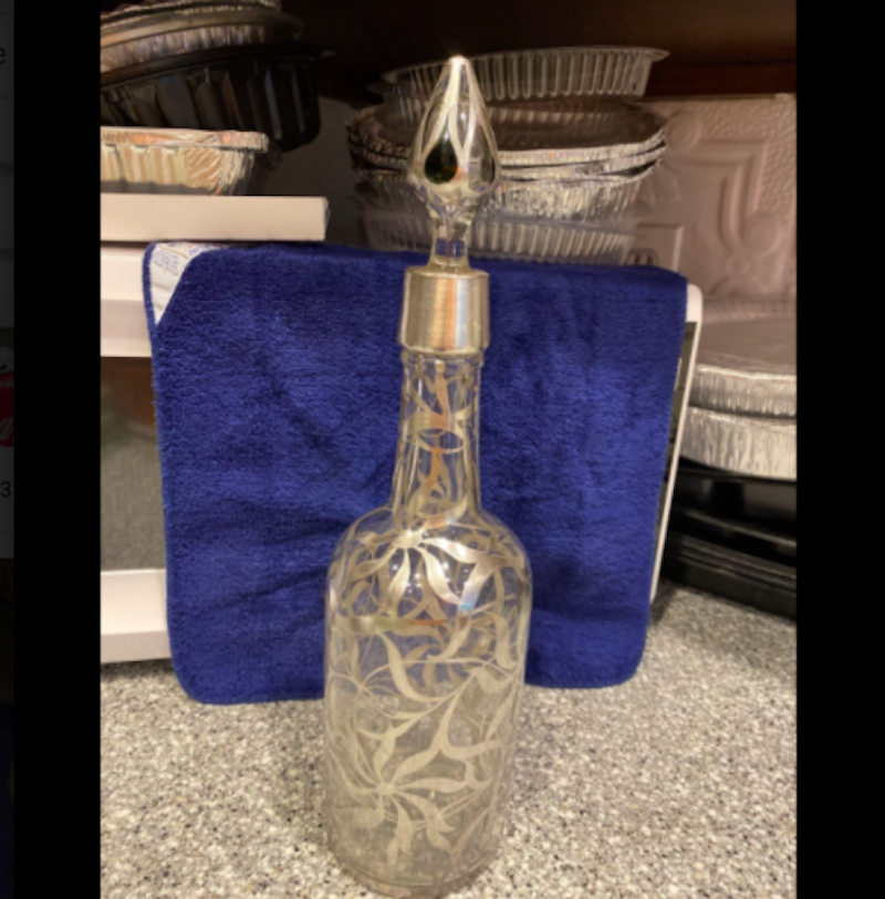 Vintage Sterling Silver Overlay Glass Bottle