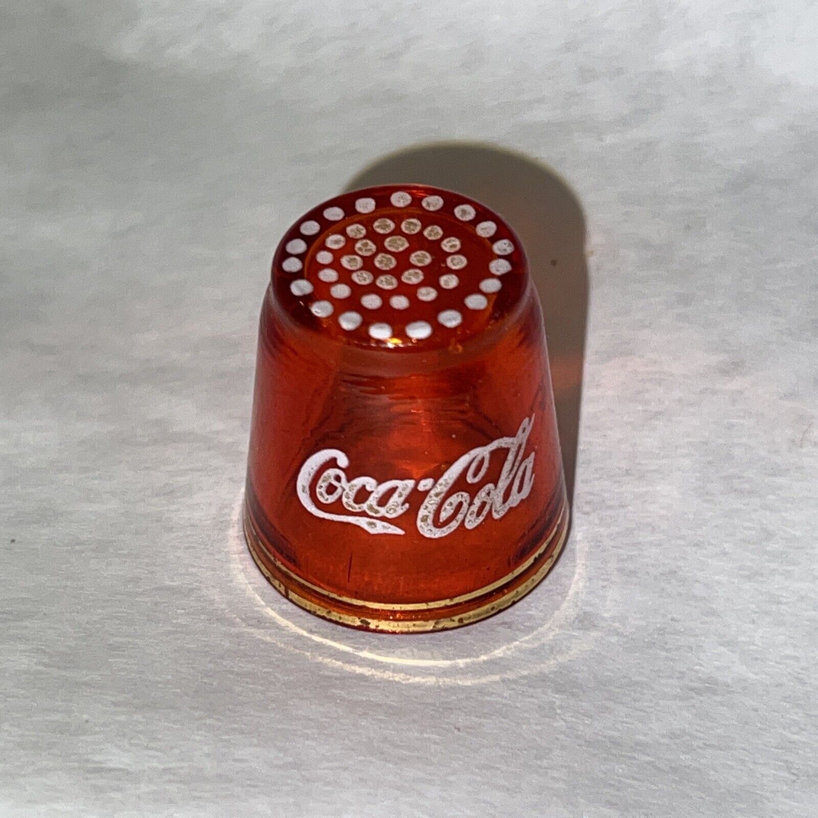 Vintage Coke Coca Cola Red Bubble Glass Thimble Advertising Bottle