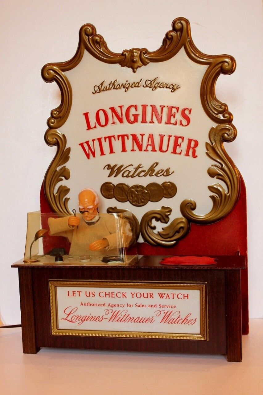 Watchmaker Advertising Sign - Longines Wittnauer Automaton Retail Idisplay 1940s