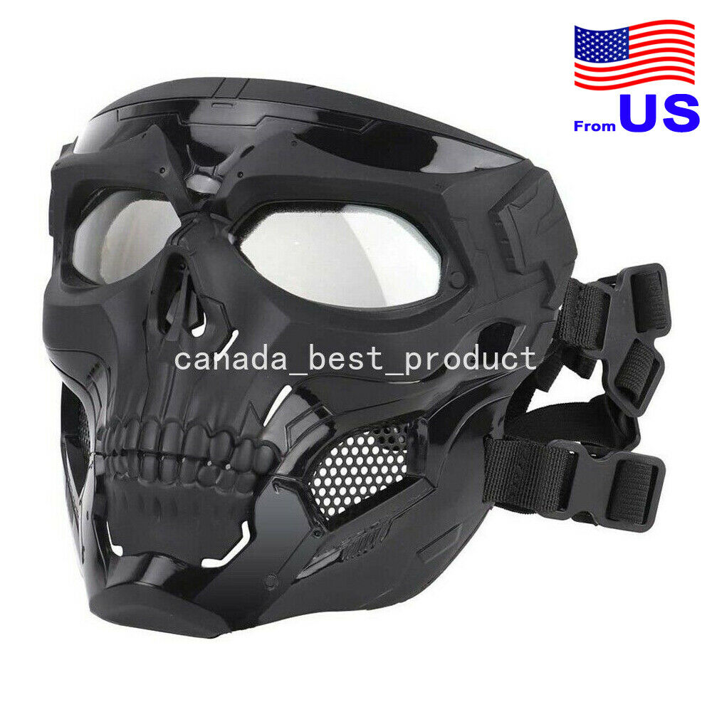 Tactical Airsoft Paintball Cosplay Halloween Skull Full Face Mask Bk Usa