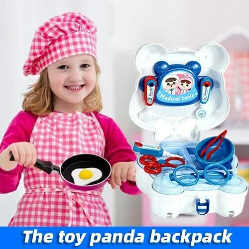 Medical Doctor Kid Role Play Pretend Toy Nurse Trolley Case Backpack Ce