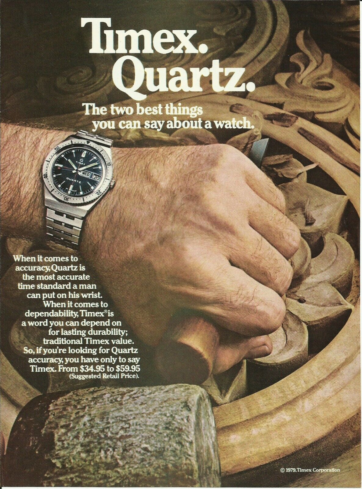 1979 Timex Quartz Watch Vintage Print Ad 70's Advertisement