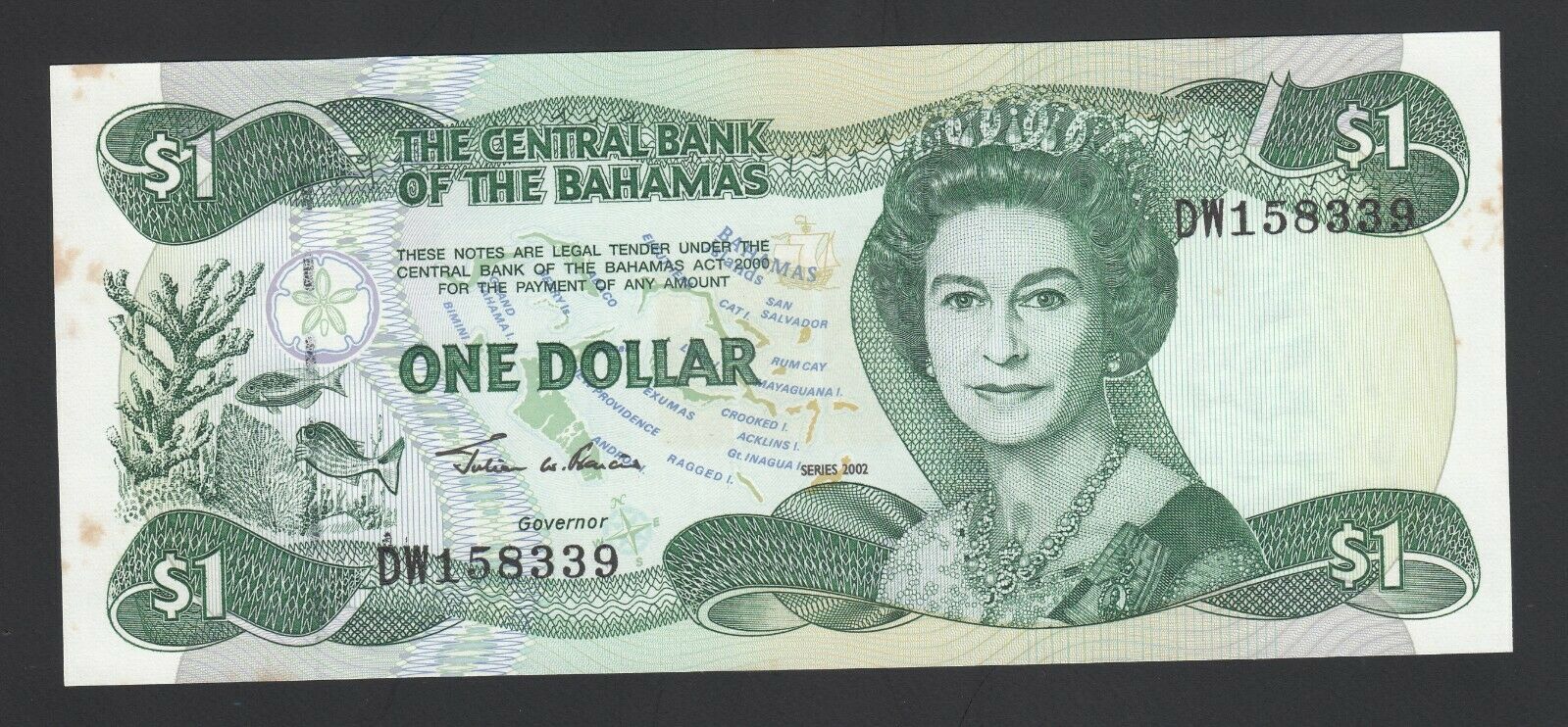 Bahamas 1 Dollar 2002 Xf+ P. 70,  Banknotes, Uncirculated