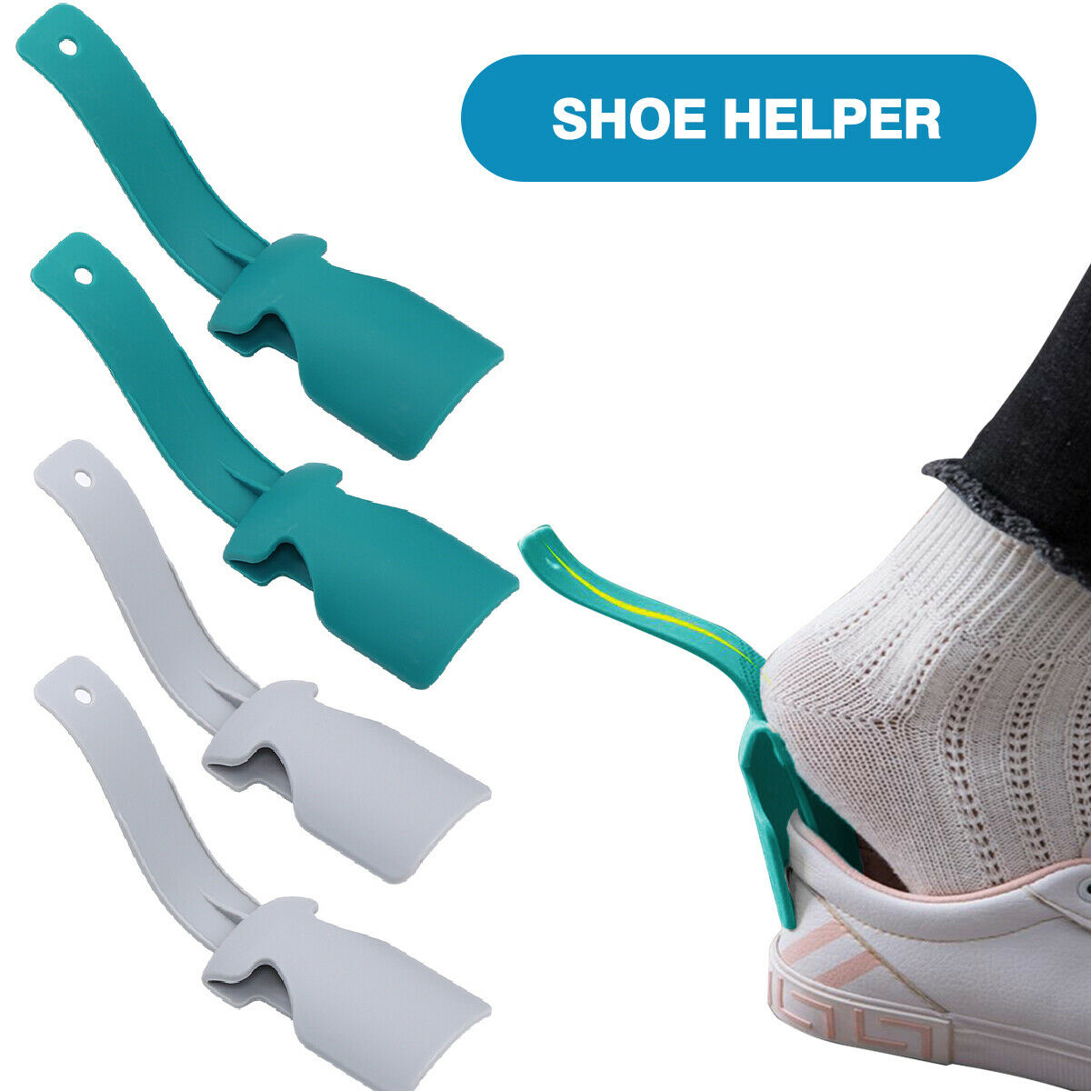 Us 2pcs Wear Shoe Horn Lifting Helper Lazy Handled Shoe Horn Easy On&off Shoes