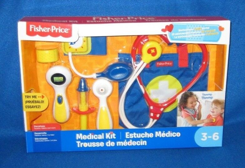Fisher Price Medical Kit Pretend Play Blue Ffy72 New