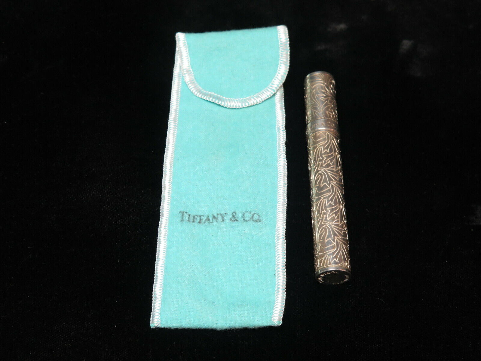 Tiffany & Co Floral Design Sterling Silver Perfume Bottle With Pouch 39.4g