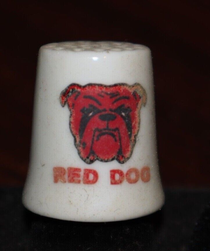 Red Dog Beer New 1-inch Milk Glass Thimble -- Free Usa Shipping
