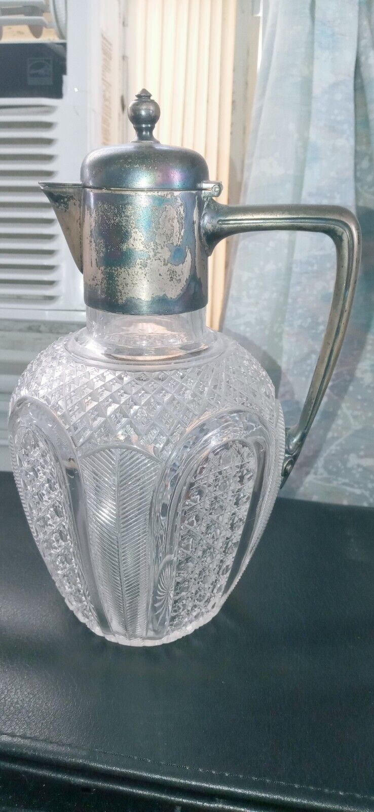 Antique James Dixon & Son (1823) English Sterling Silver Crystal Glass Jar 9"