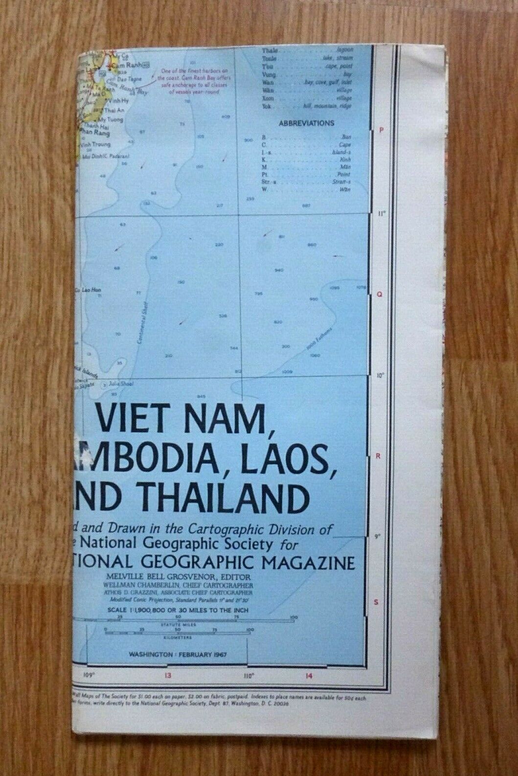 Vietnam, Cambodia, Laos & Thailand, National Geographic Map, 31.5 By 39-in,1967