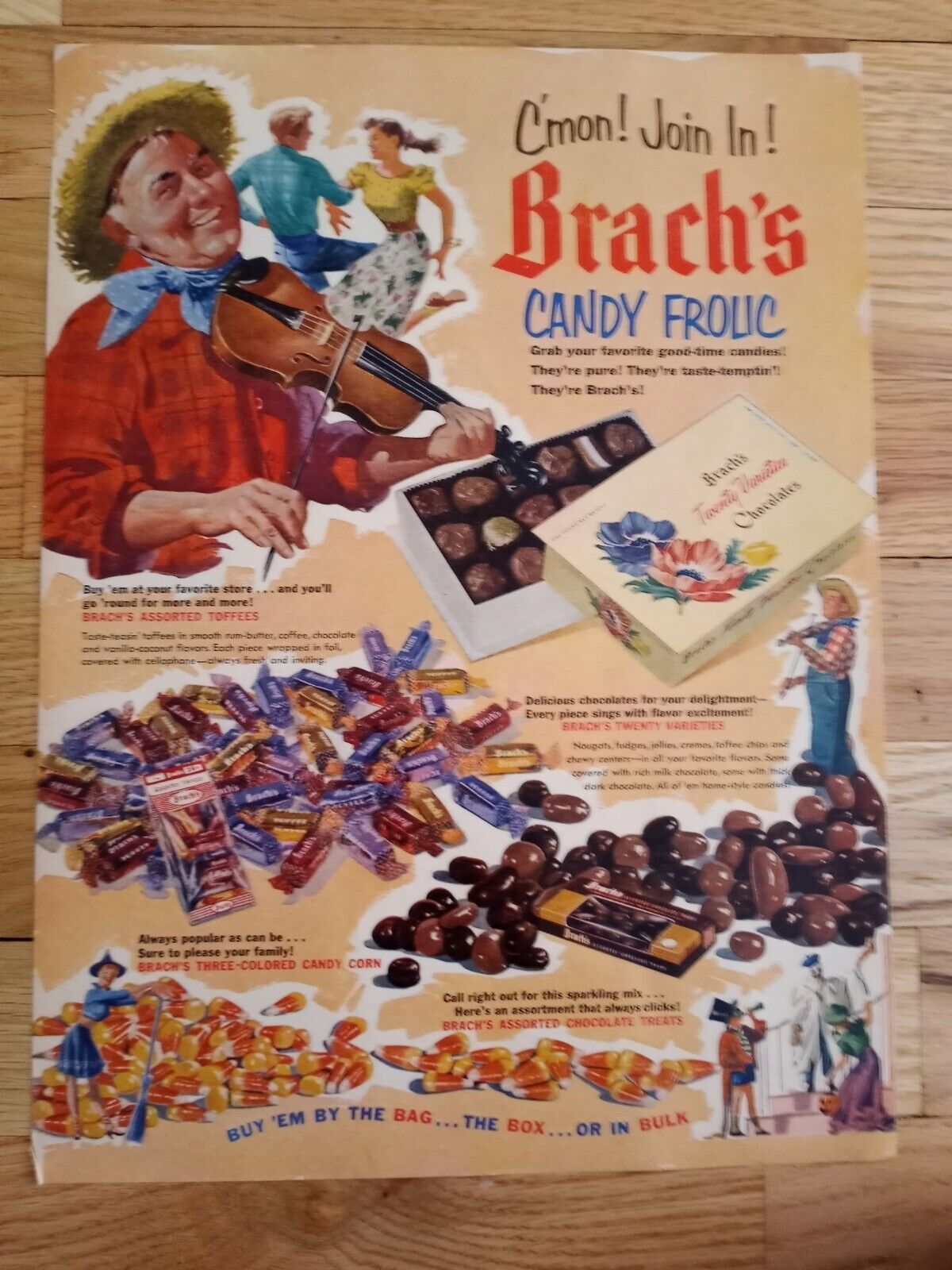 Vintage 1950s Brach's Candy Ad; Halloween Time Candy Frolic; From Life Magazine
