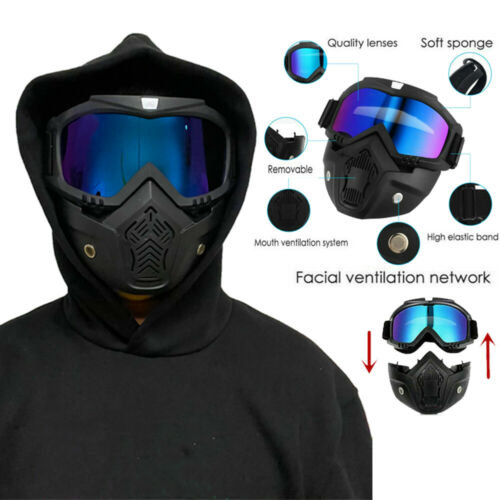 Modular Motorcycle Face Mask Goggles Motocross Atv Off Road Race Eyewear Glasses
