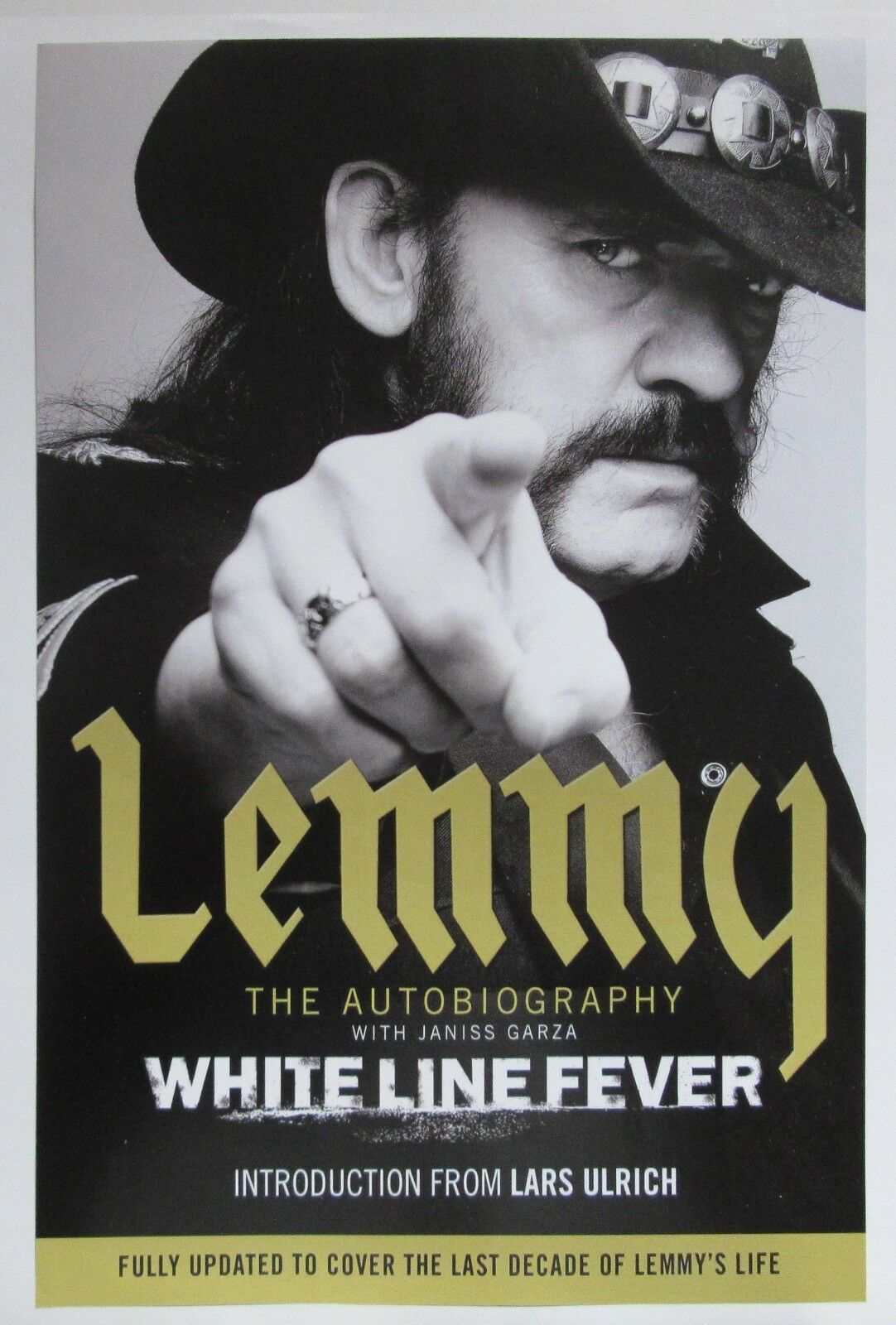 Motorhead / Lemmy `white Line Fever` Autobiography Poster