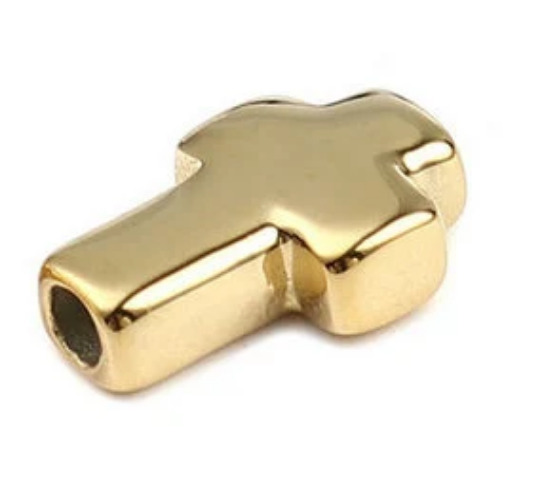 Gold Simple Cross Beard Ring Bead (1 Bead)