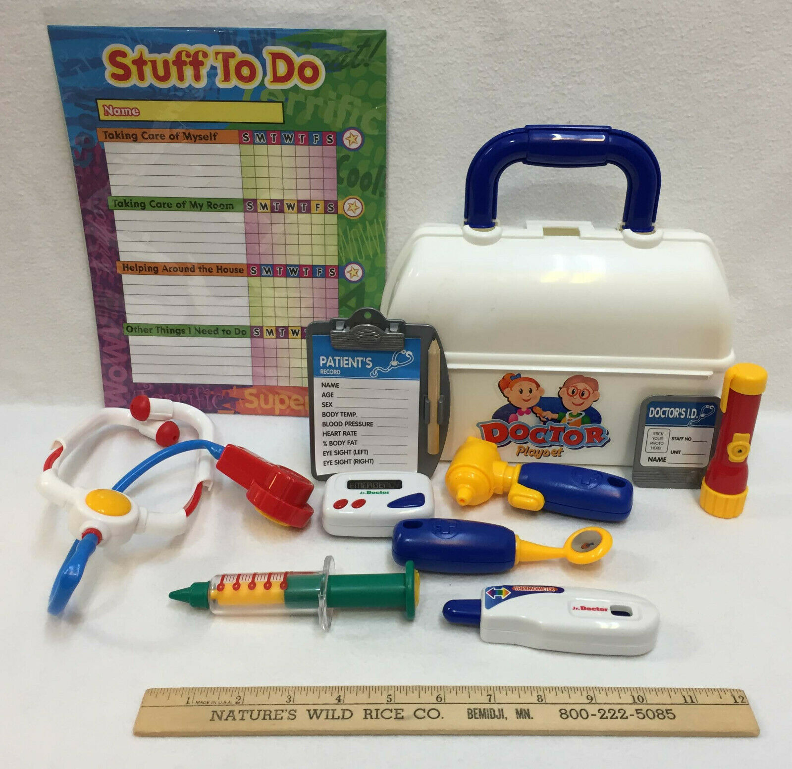 Toys Jr Doctor Play Set Medical Tools Plastic & Stuff To Do Sheets Kids Lot